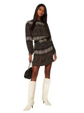 Vanessa Bruno - Santana Dress Printed Long Sleeve Mini Sz 40